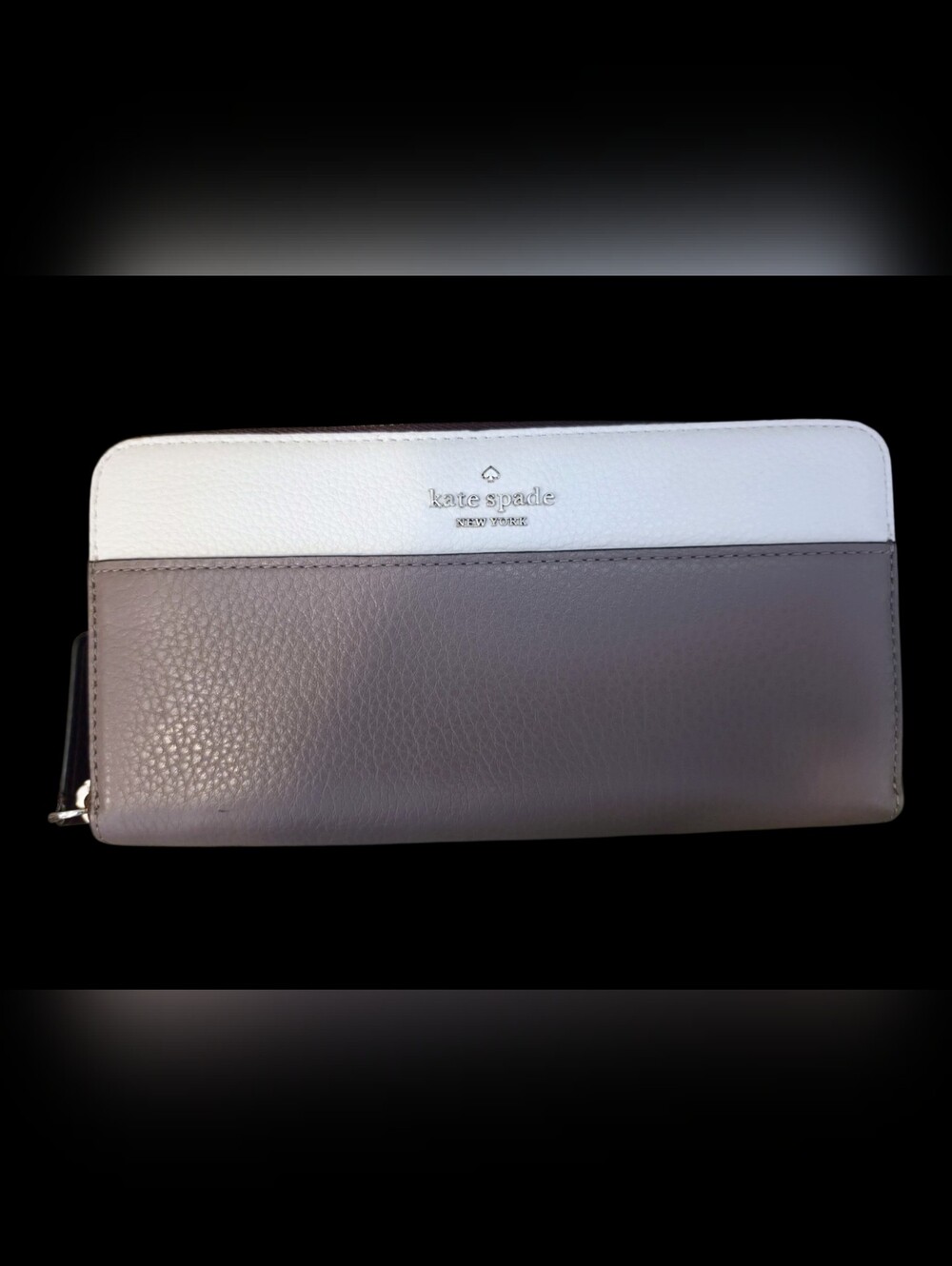 kate spade Lena Colorblock Continental Wallet Gray & White